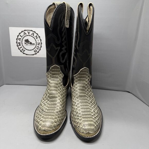 Texas USA Flag Snakeskin Print Cowboy Western Boots Men’s Size 4D Black Exotic main image 10